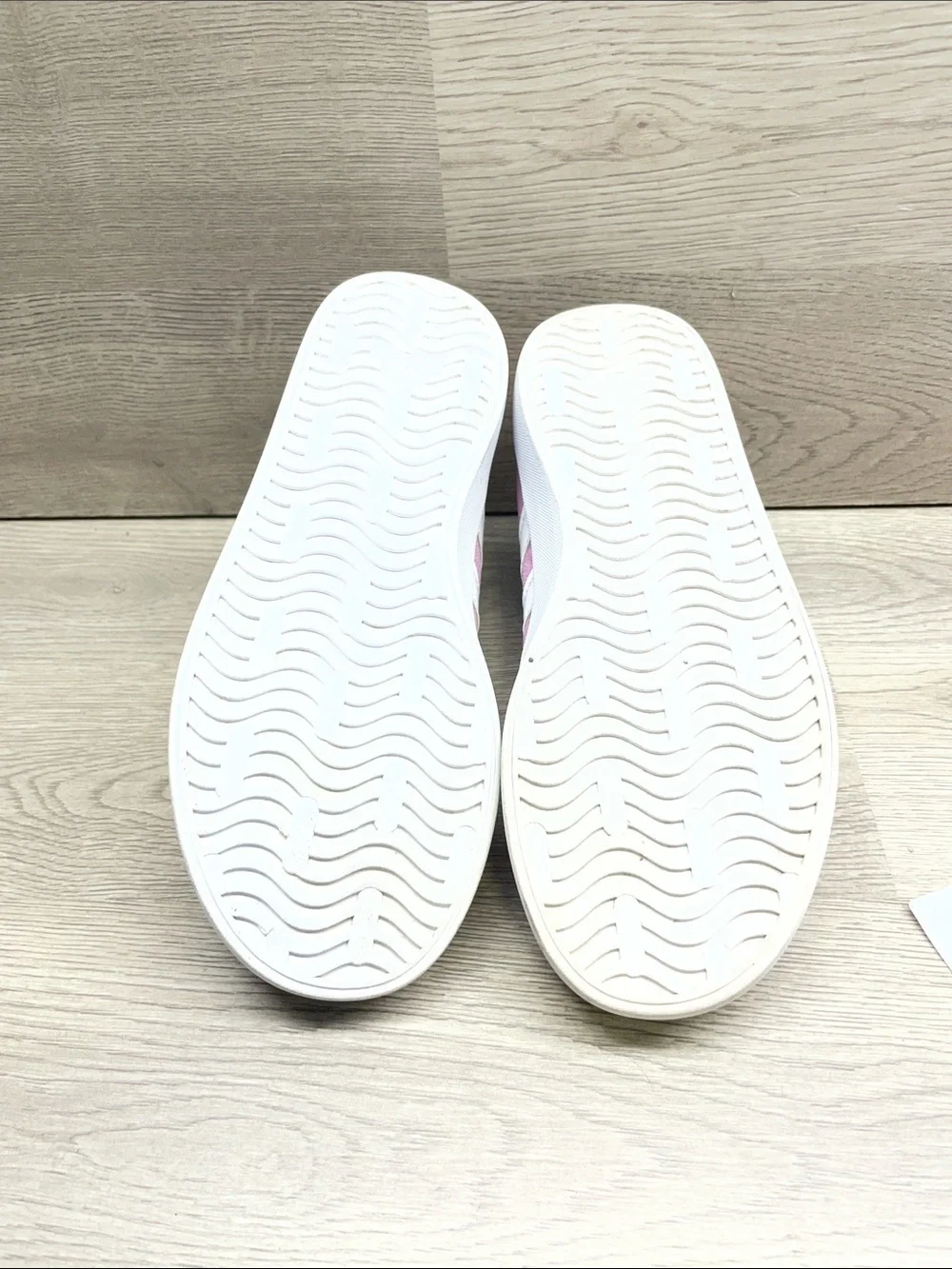 adidas Kids Pink Suede Velcro Strap Sneakers with White Stripes #1070